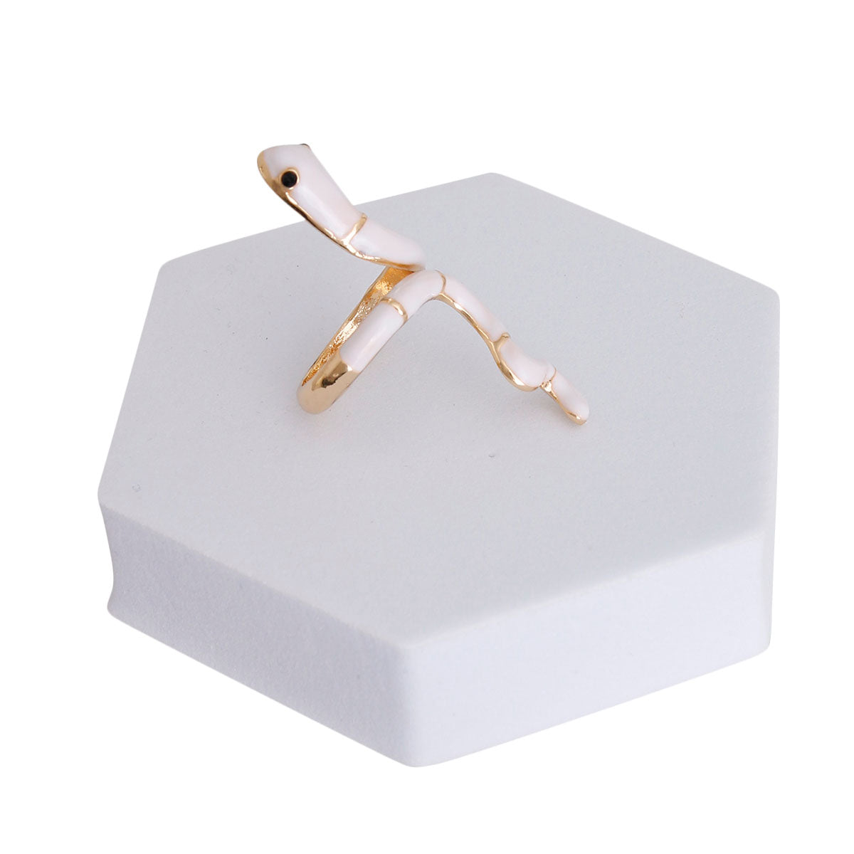 White and Gold Snake Wrap Ring