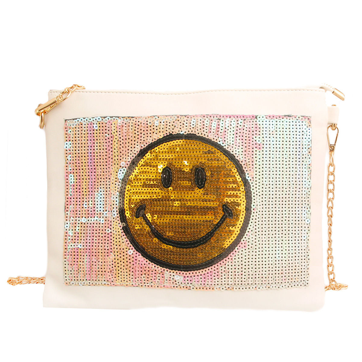 Smile White Sequin Clutch