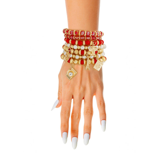 Red 7 Strand Travel Bracelets
