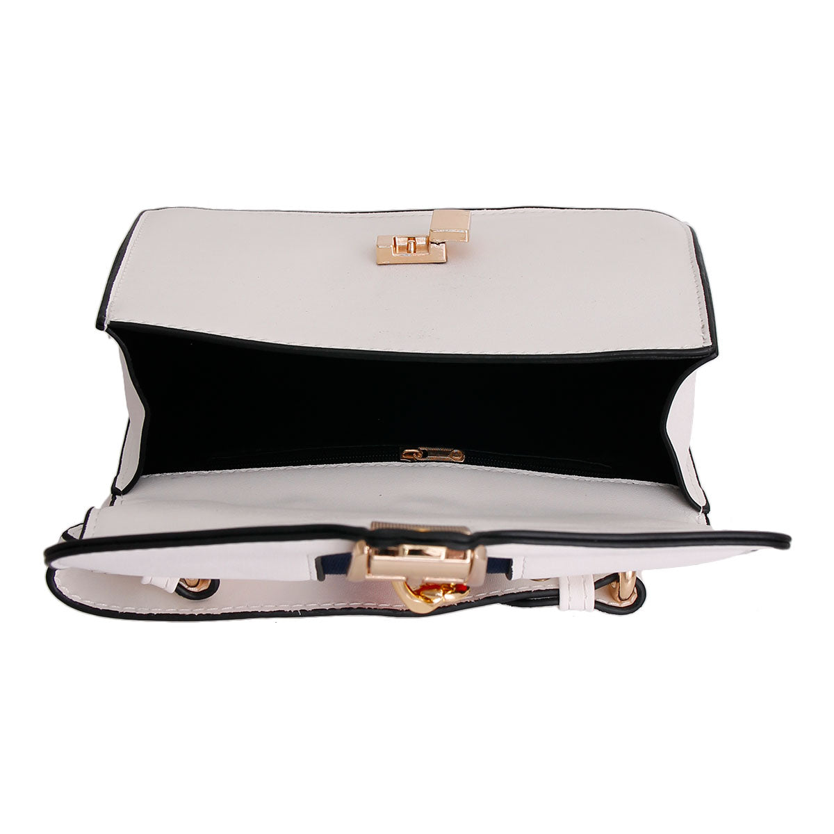 White Designer Stripe Ribbon Satchel