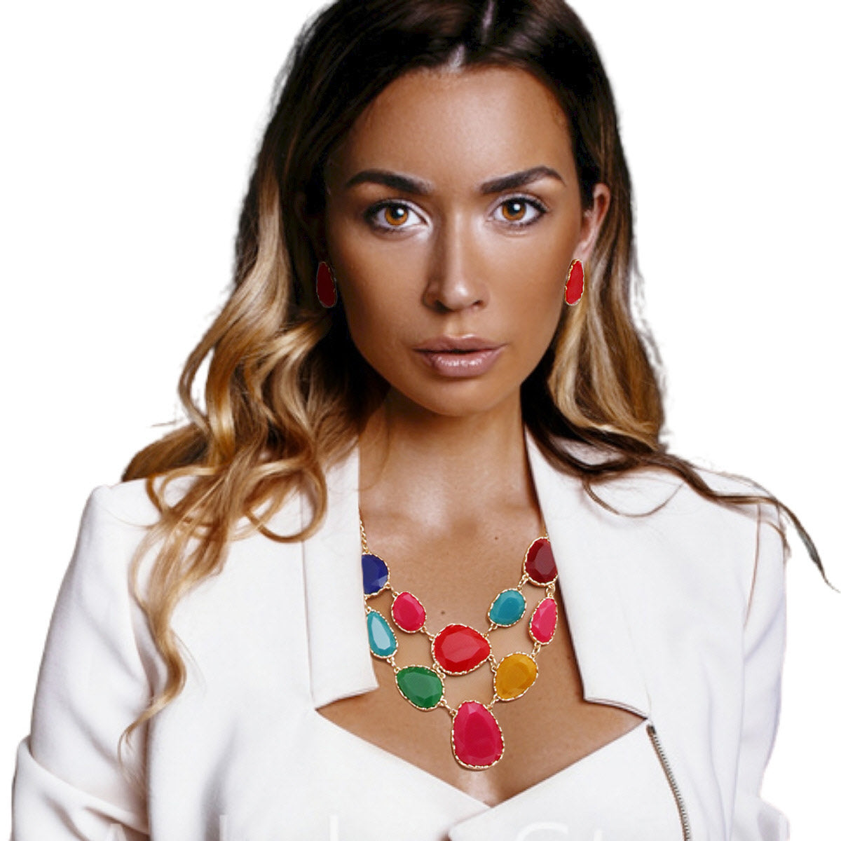 Short Necklace Irregular Resin Teardrop inset