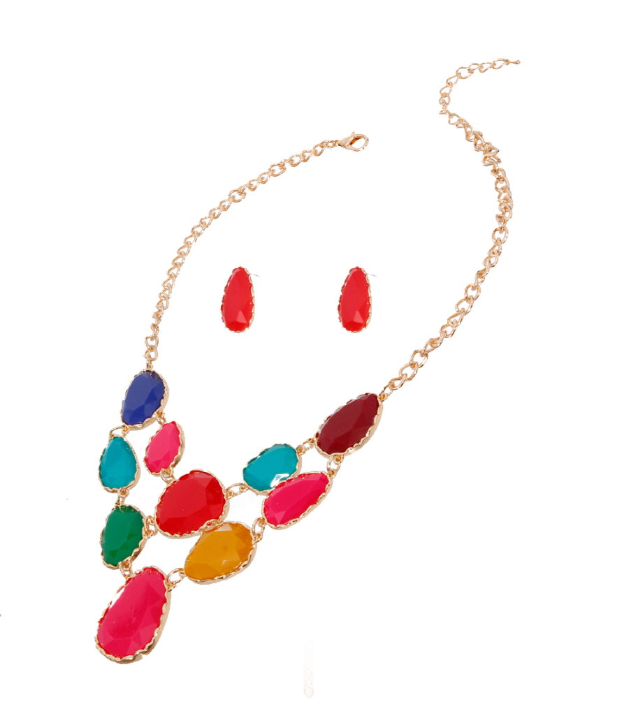 Short Necklace Irregular Resin Teardrop inset