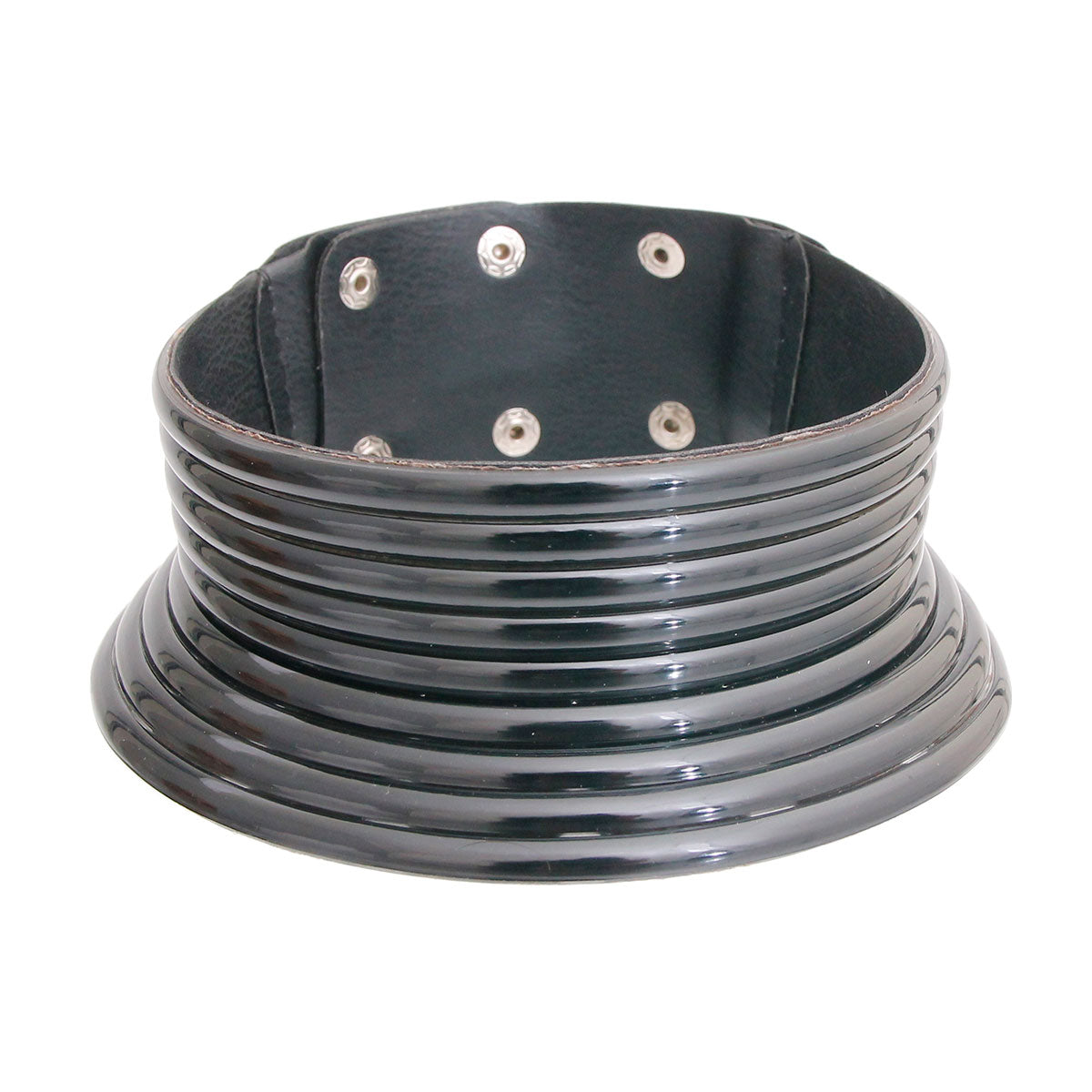 Black Vegan Leather Snap Collar