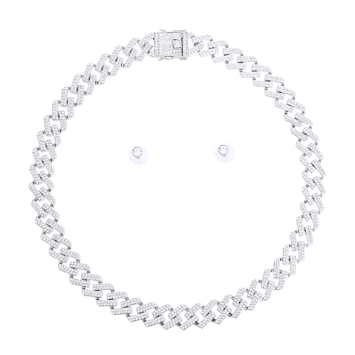 Silver Locked Square Cuban Chain