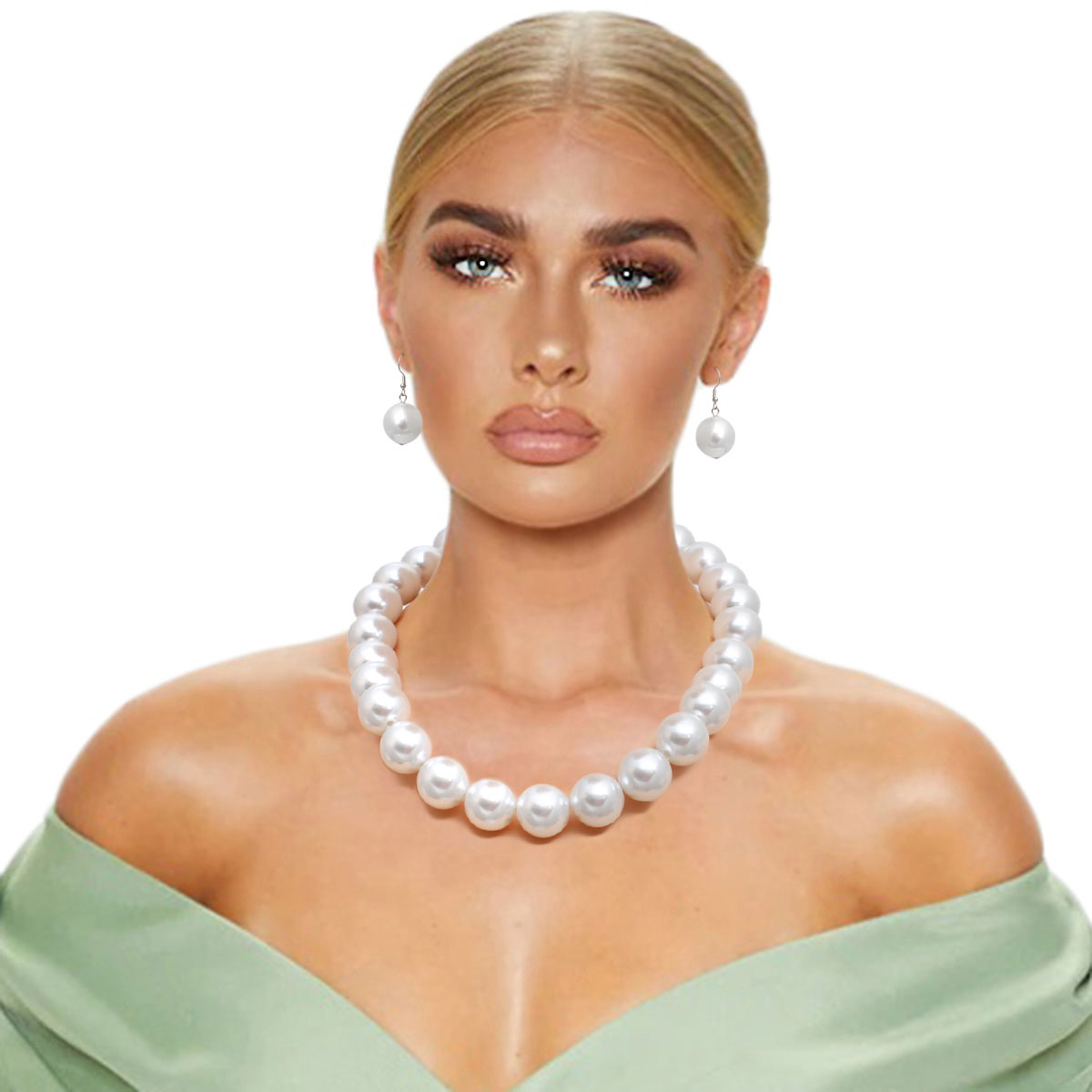 White Ball Pearl Single Strand Necklace