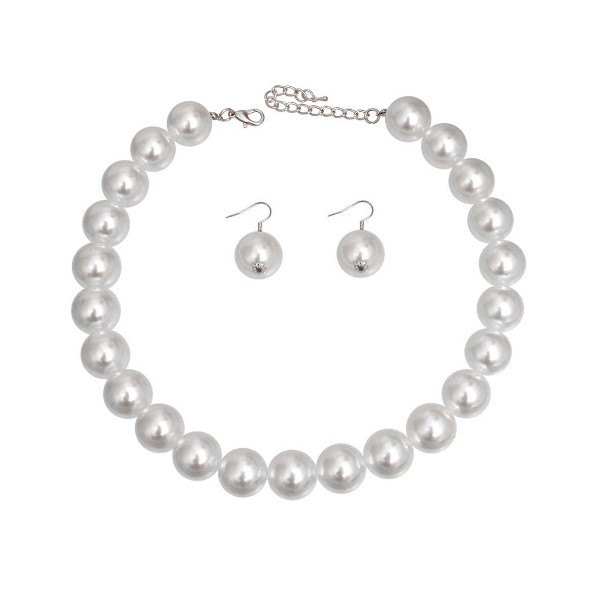White Ball Pearl Single Strand Necklace