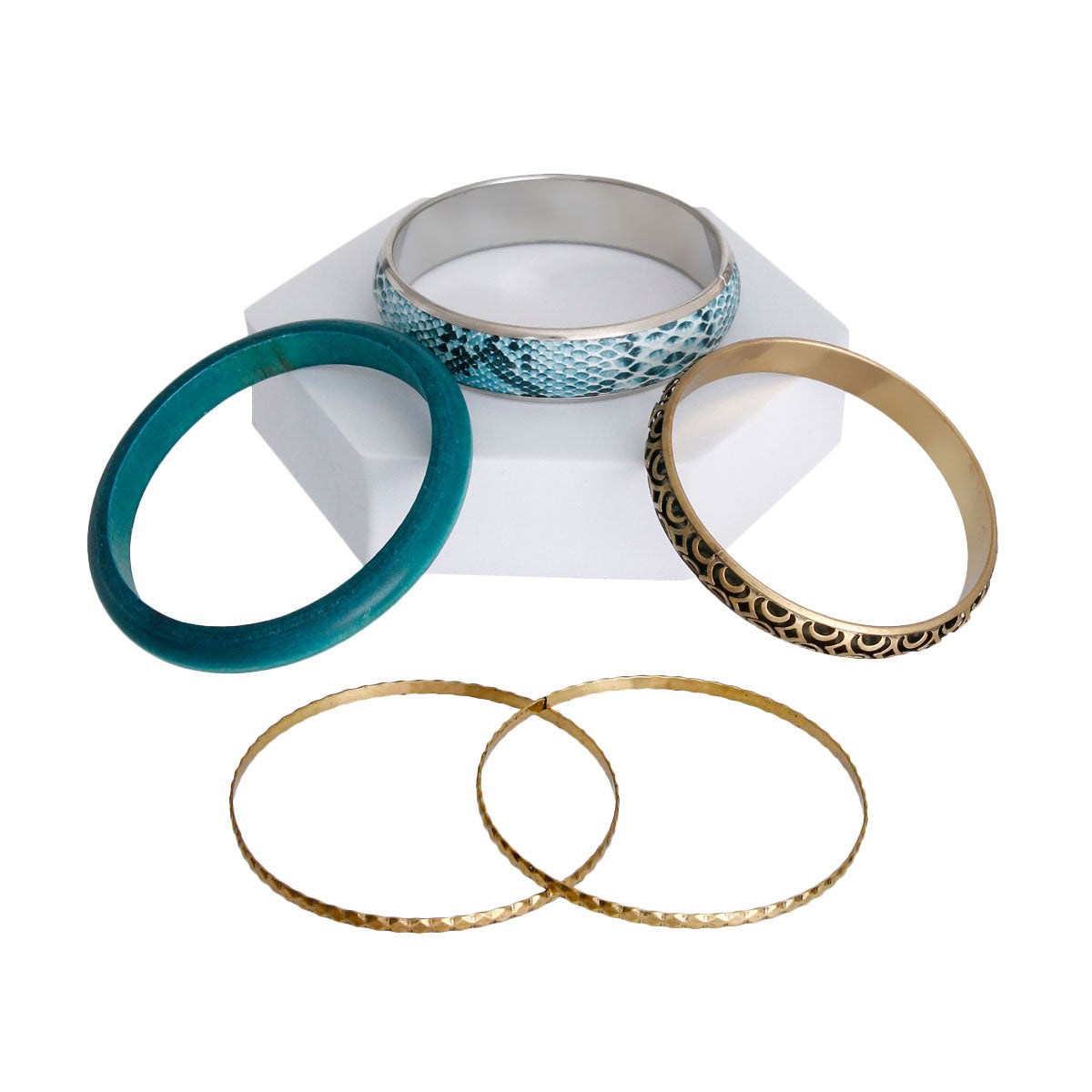 Aqua Snake Skin Bangle Set