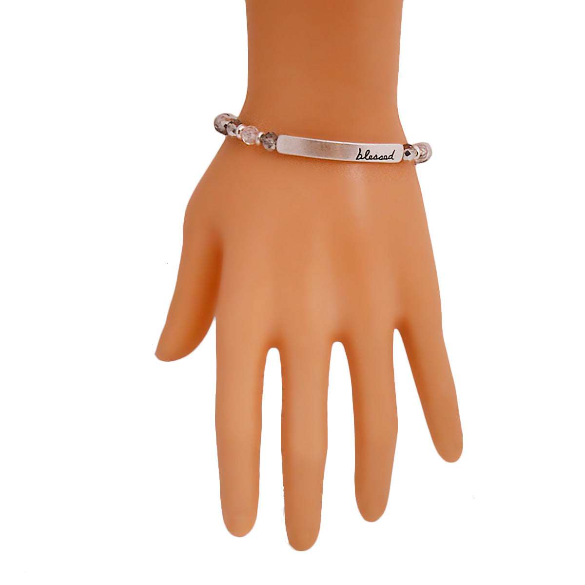 Blessed Silver Glass Bead Bracelet