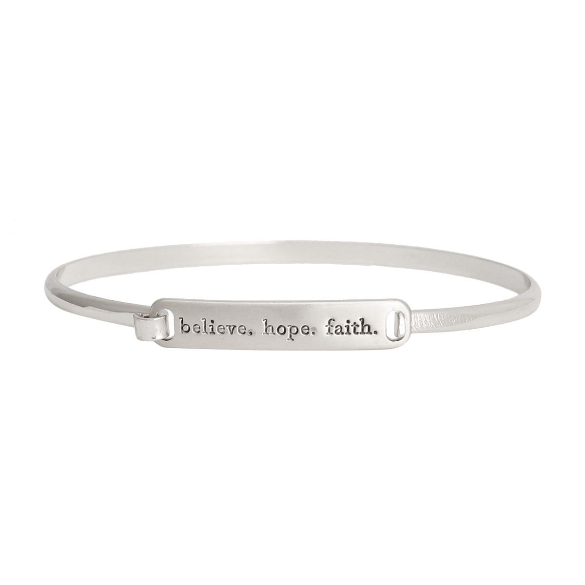 Believe Hope Faith Silver Hook Bangle