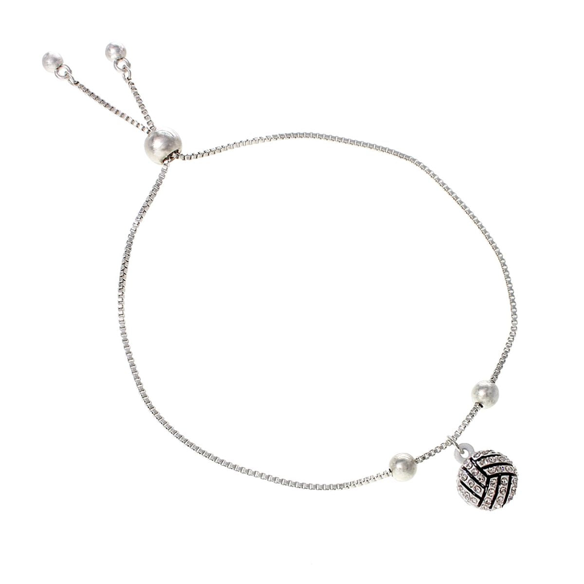 Silver Volleyball Slider Bracelet
