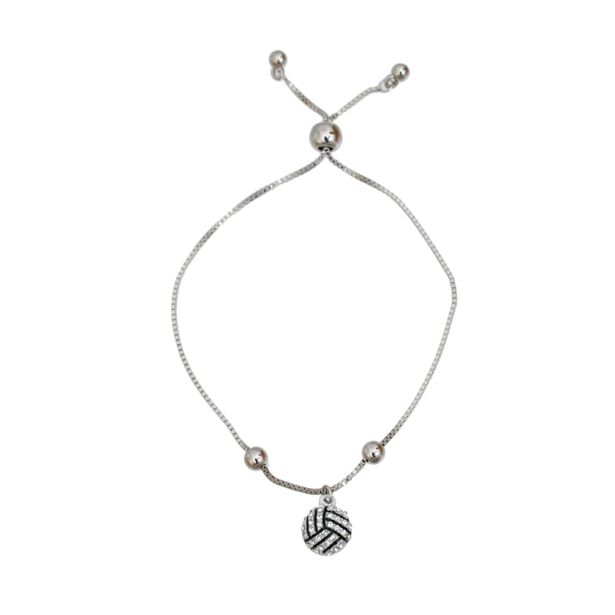 Silver Volleyball Slider Bracelet