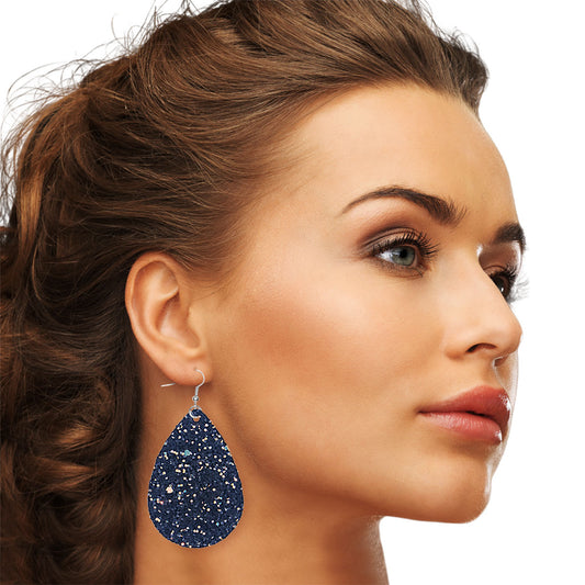 Black Glitter Teardrop Earrings