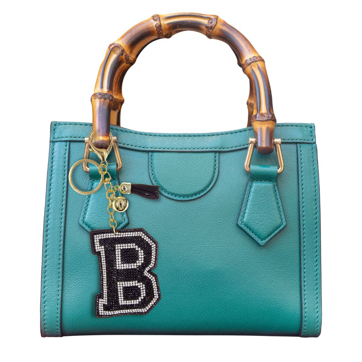 B Black Keychain Bag Charm