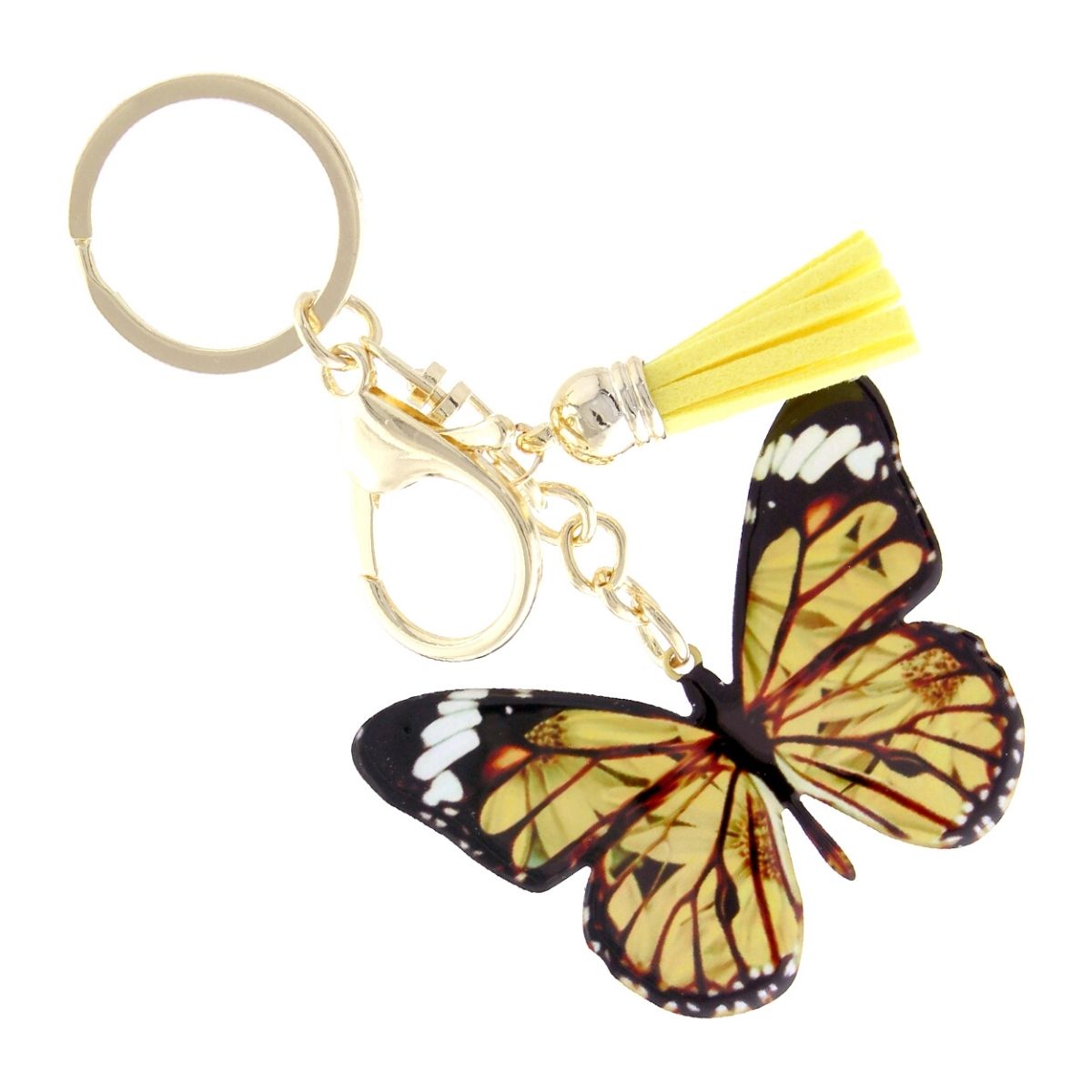 Yellow Butterfly Print Keychain
