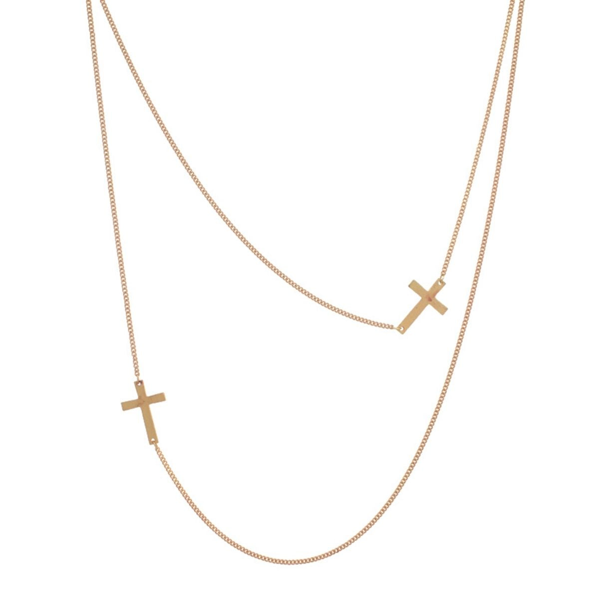 Burnished Gold Station Cross Necklace