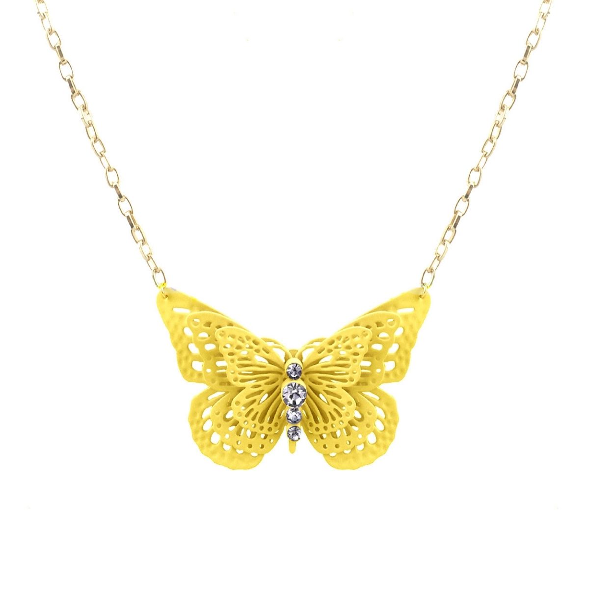 Yellow 3D Butterfly Pendant Necklace