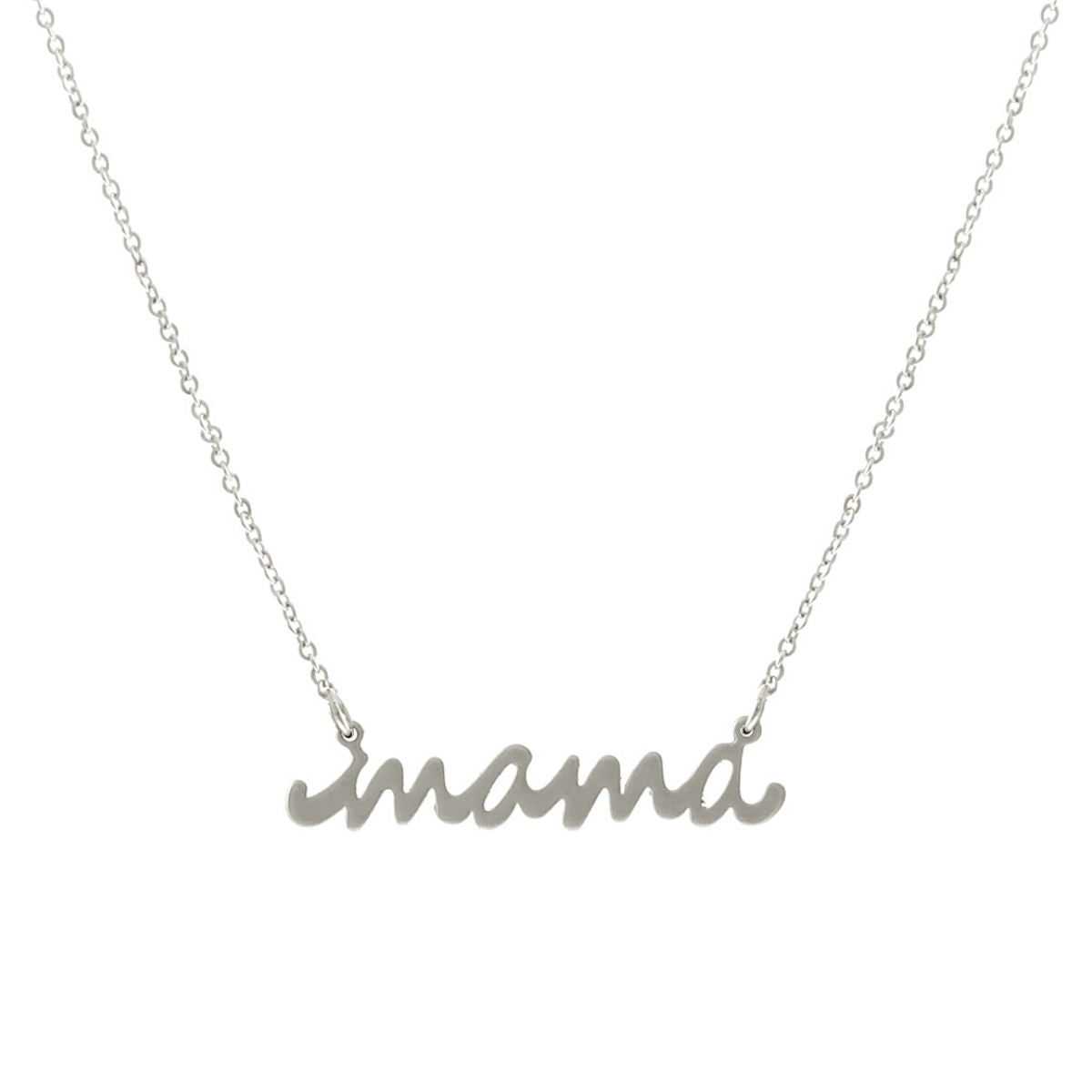 Silver Script Mama Pendant Necklace