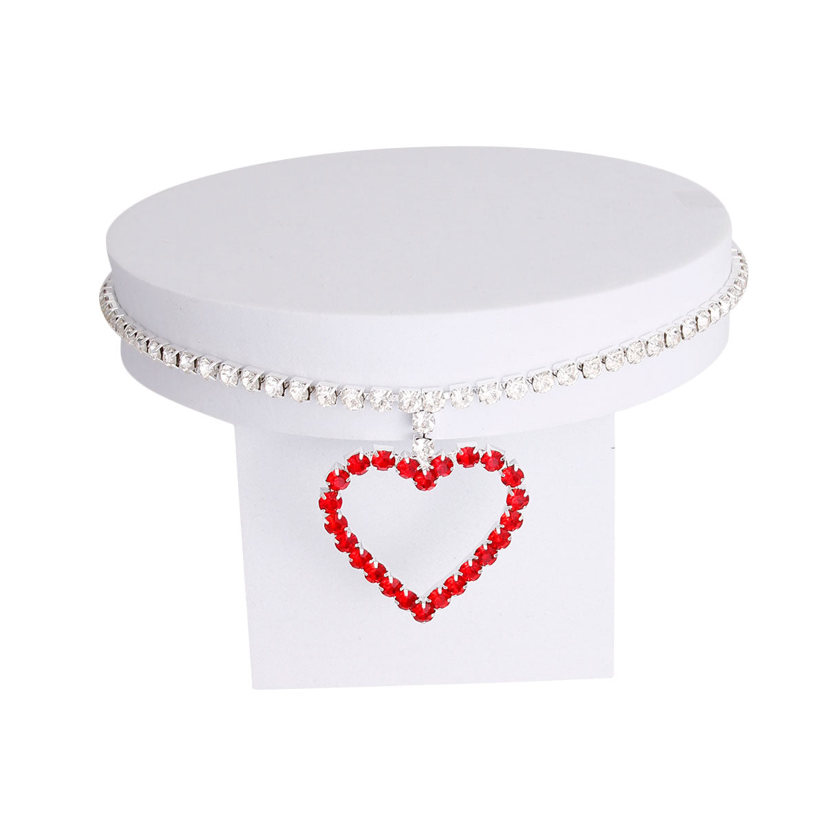 Silver and Red Heart Pendant Collar