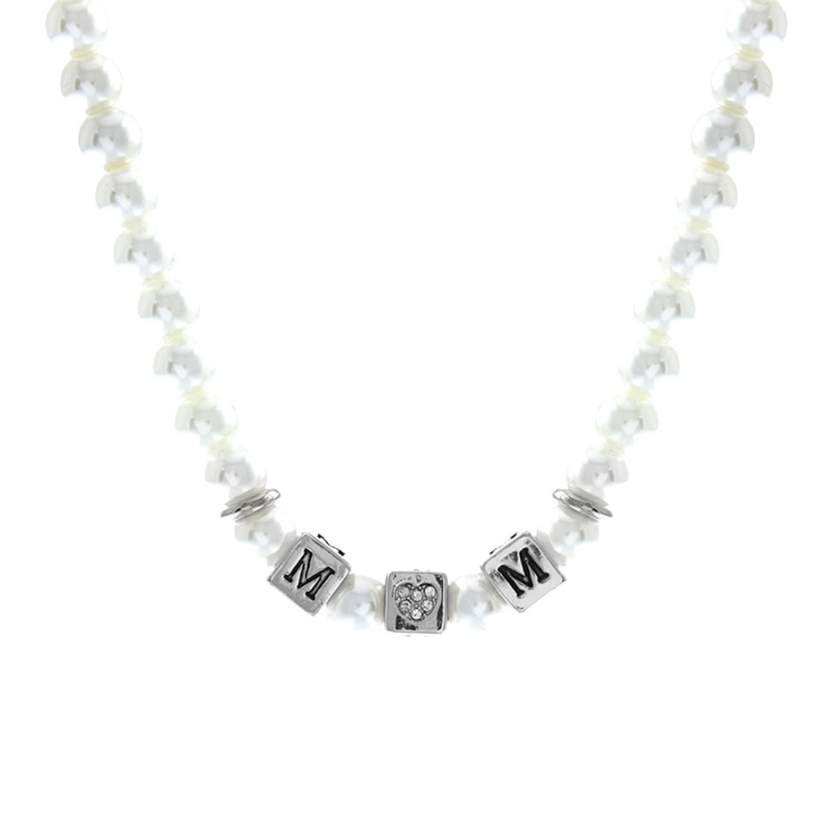 White Pearl Silver MOM Necklace