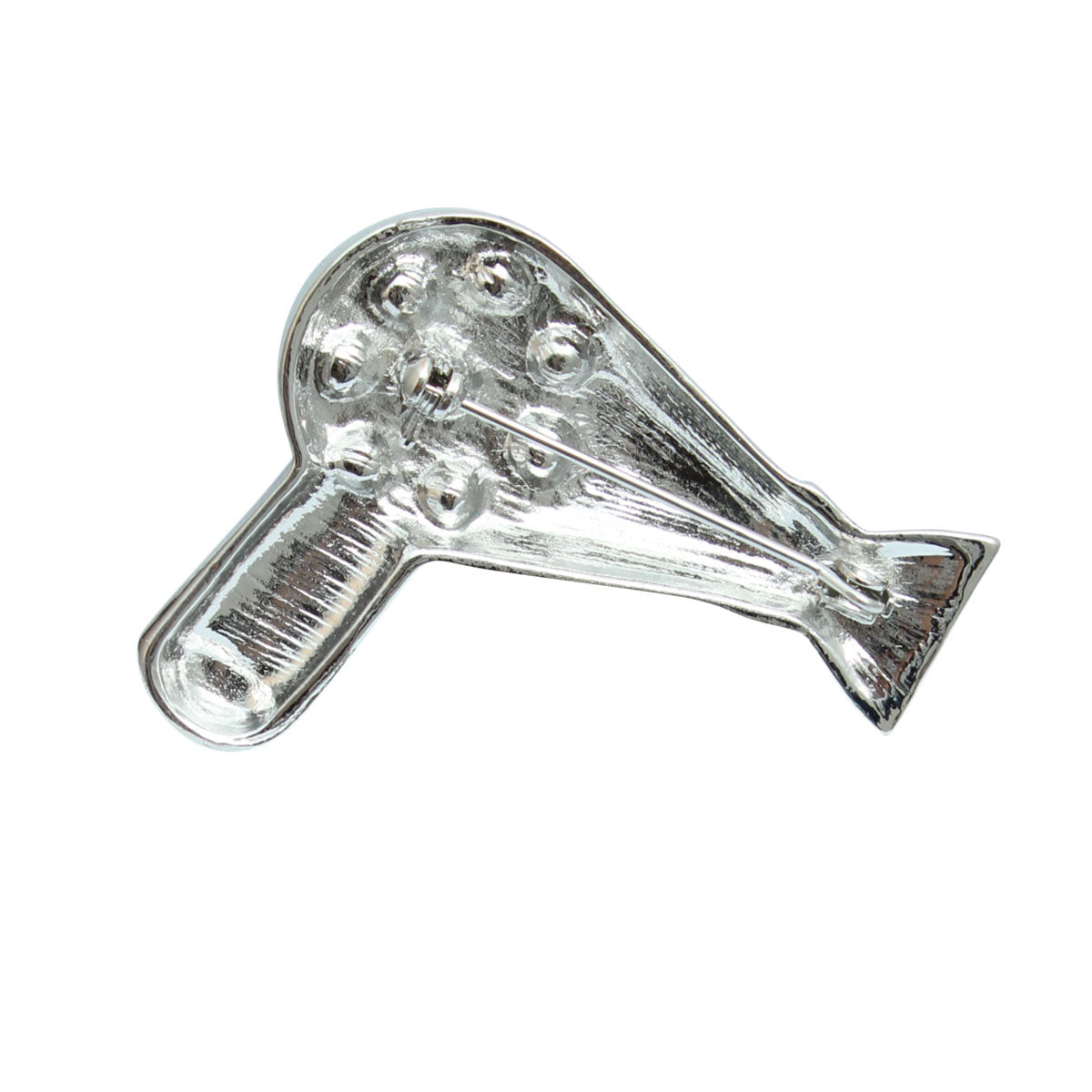 Silver Hair Dryer Brooch