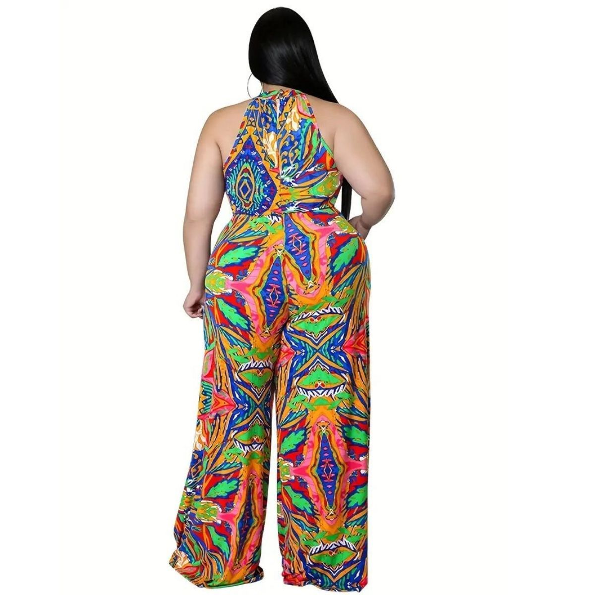 Blue 5XL Paisley Halter Jumpsuit