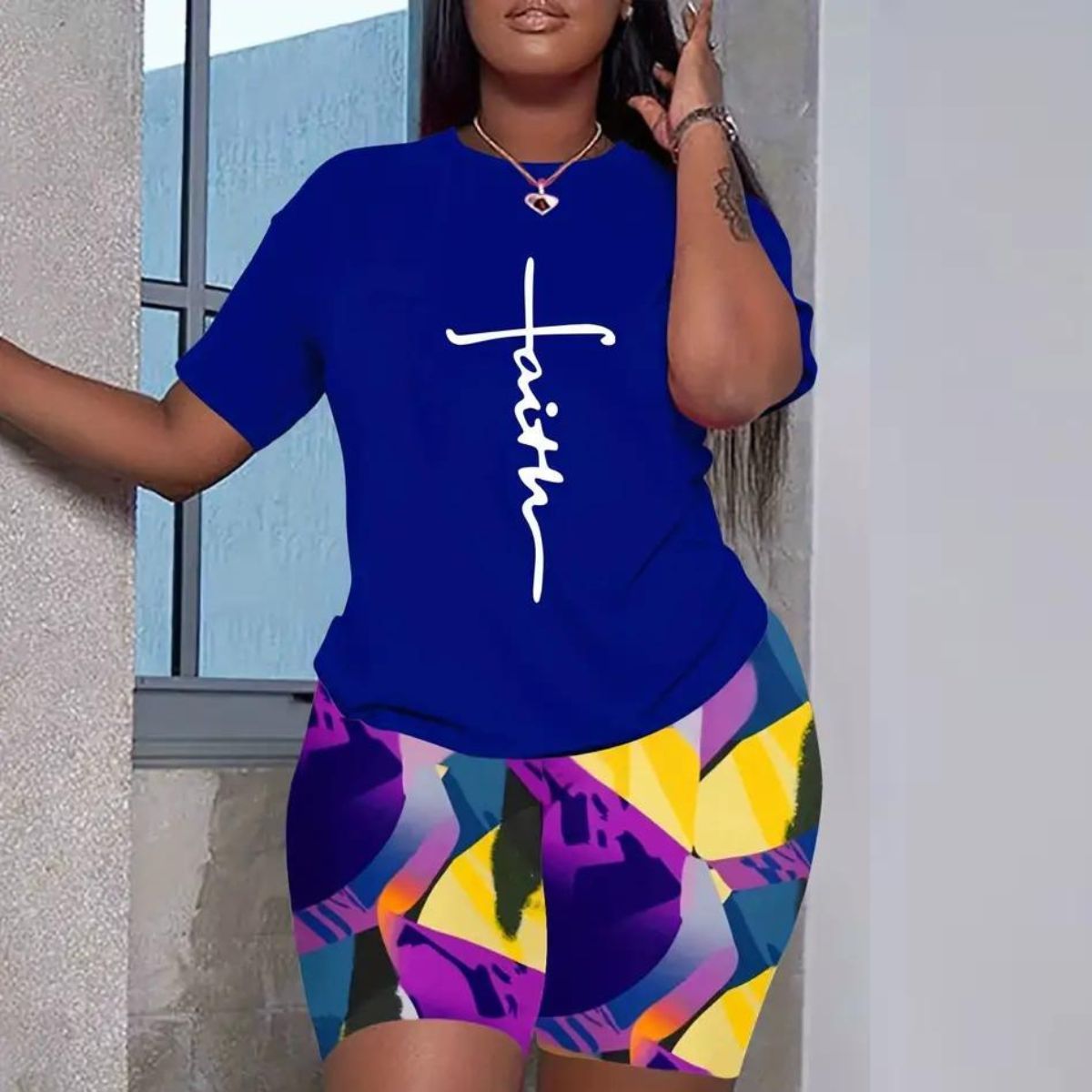 Blue 2XL Faith Shorts Set
