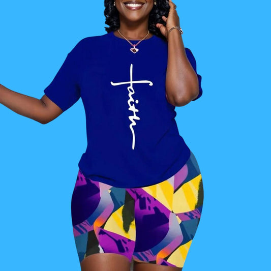 Blue 2XL Faith Shorts Set