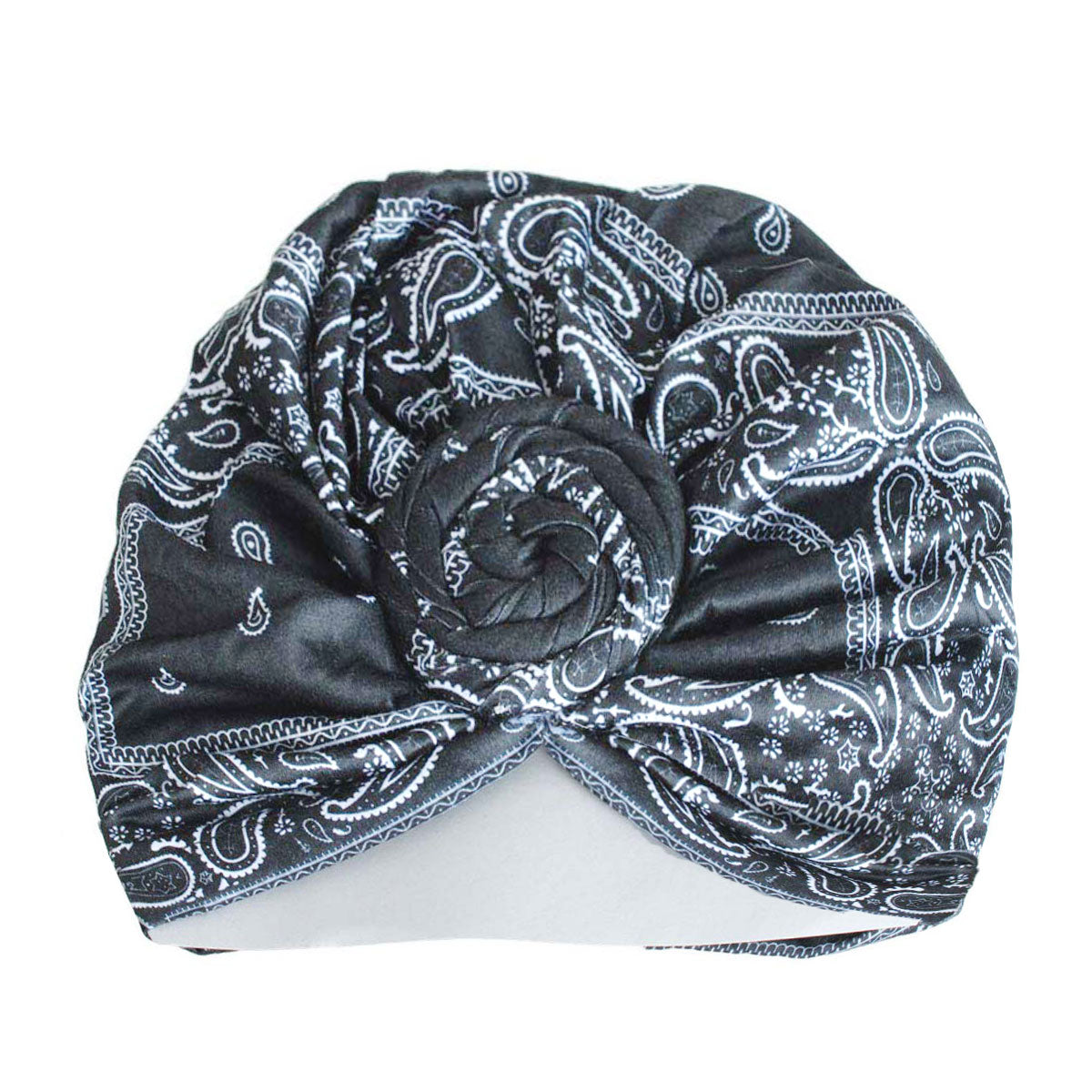 Black Bandana Print Twist Turban