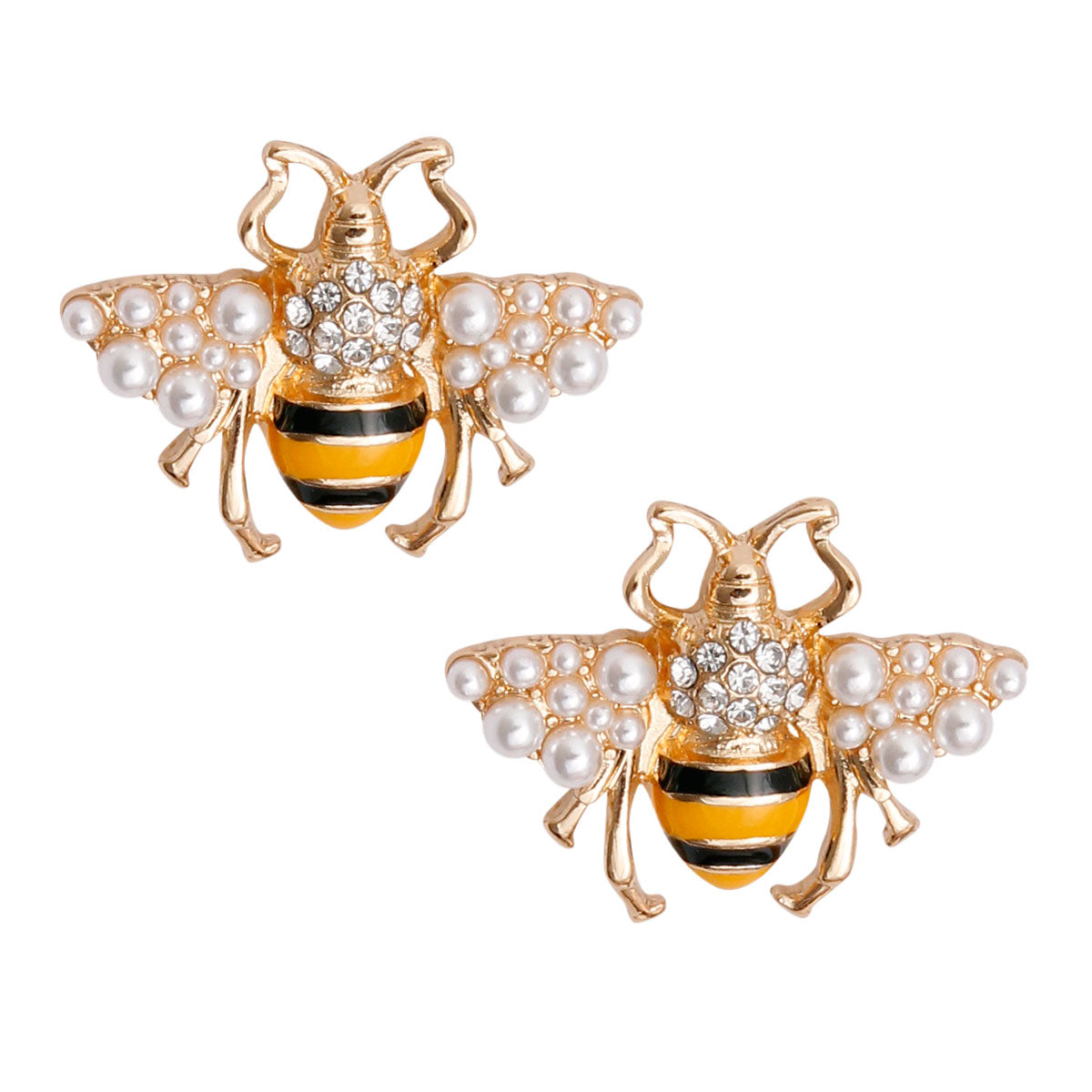 Yellow and Black Stripe Bee Studs