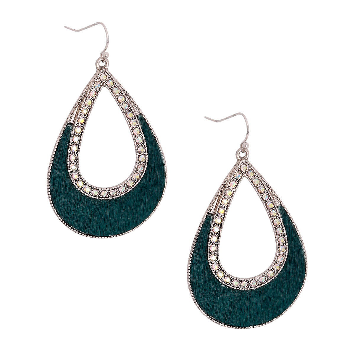 Genuine Leather Green Teardrop Earrings