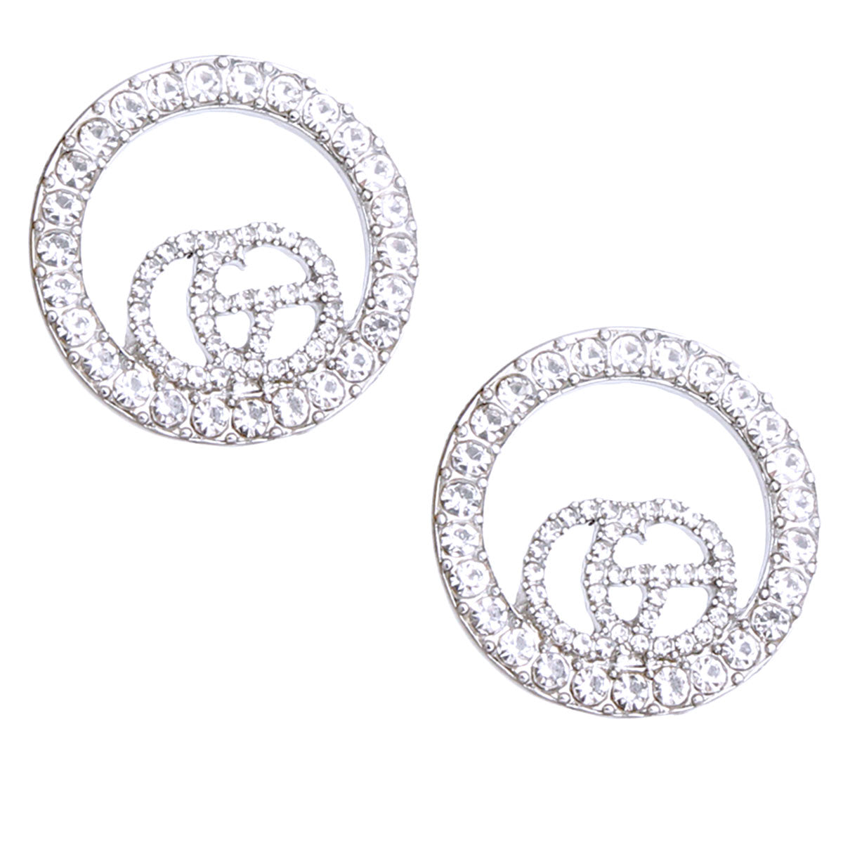 Silver Rhinestone Circle GG Studs
