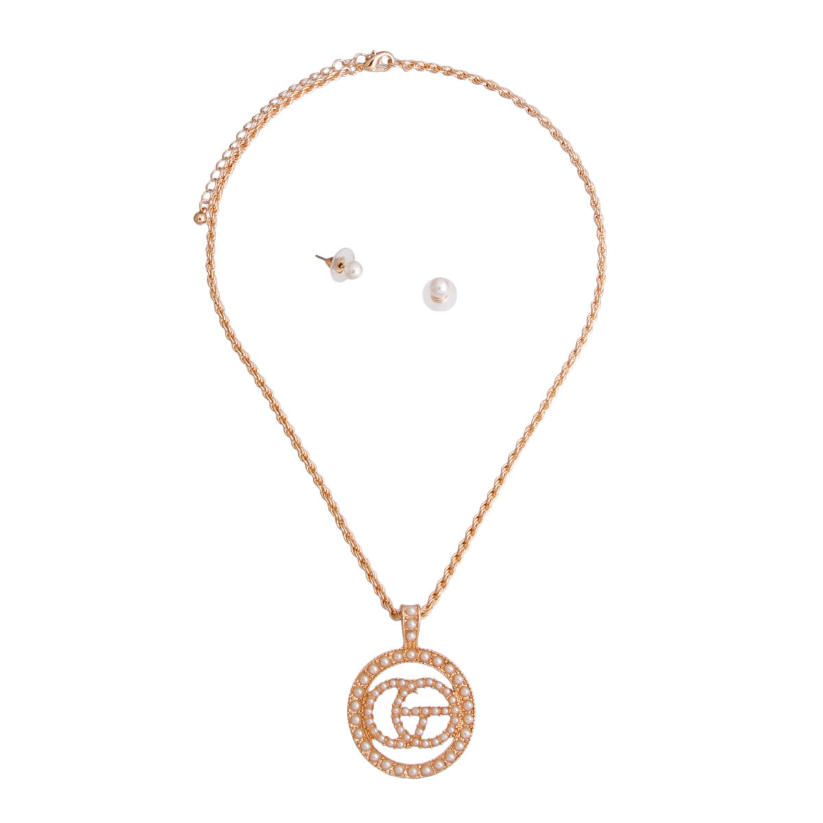 Twisted Chain Designer Pearl Pendant Set